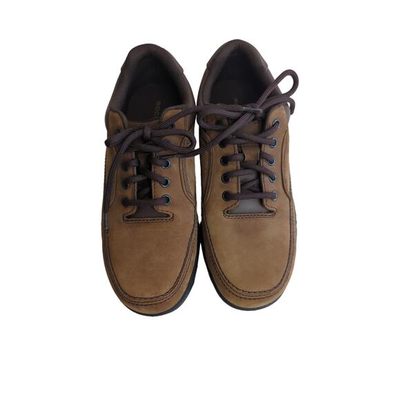 Mens Rockport brown leather loafer comfort work shoe lace up sz 7 - Picture 9 of 11